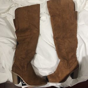 Over the knee brown boots